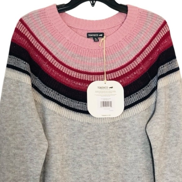 NWT Toad&Co Women’s Wool Blend Nordic Cazadero Crew Sweater in Light Ash size XL - Picture 4 of 9